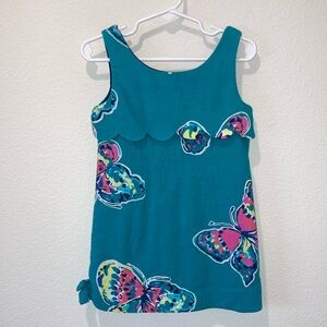 Lilly Pulitzer Girls Mini Bindie Dress in Tropez Blue I've Got Butterflies Print
